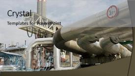  Presentation with power plant industrial - Presentation with industrial energy efficiency - pipes and tubes and chimney background and a light gray colored foreground