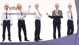  Presentation with photo collage - Slides consisting of industrial energy management - panoramic photo collage of architect background and a sky blue colored foreground