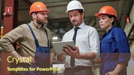  Presentation with industrial engineer - Audience pleasing PPT theme consisting of industrial-engineer-in-formalwear backdrop and a tawny brown colored foreground