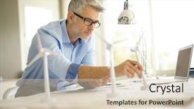  Presentation with industrial engineer - Amazing PPT theme having industrial engineer working on wind backdrop and a soft green colored foreground