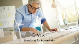  Presentation with industrial engineer - Slide set featuring industrial engineer working on wind background and a soft green colored foreground