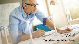  Presentation with industrial engineer - PPT theme having industrial engineer working on wind background and a soft green colored foreground
