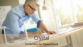  Presentation with engineering industrial - Beautiful slide deck featuring industrial engineer working on wind backdrop and a coral colored foreground