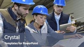  Presentation with mechanical - Beautiful slides featuring industrial engineers meeting in mechanical backdrop and a ocean colored foreground