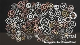  Presentation with spare parts - Theme having bunch of cogwheels background and a tawny brown colored foreground