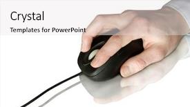  Presentation with black hand - Cool new presentation theme with industrial ergonomics - black computer mouse and hand backdrop and a  colored foreground