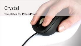  Presentation with black-hand - Presentation theme featuring industrial ergonomics - black computer mouse and hand background and a  colored foreground