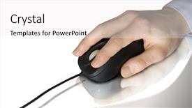  Presentation with black children computer - PPT theme with industrial ergonomics - black computer mouse and hand background and a  colored foreground