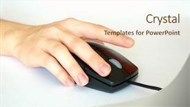  Presentation with black hand - Slides featuring industrial ergonomics - black computer mouse in hand background and a lemonade colored foreground