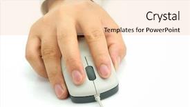  Presentation with hold hand - Cool new PPT theme with industrial ergonomics - hand hold on mouse backdrop and a  colored foreground