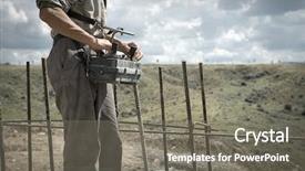  Presentation with industrial pump - PPT theme enhanced with industrial ergonomics - radio remote control for concrete background and a  colored foreground