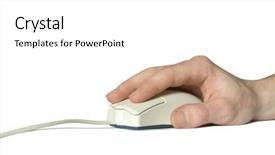  Presentation with hand shake computer - Presentation theme consisting of industrial ergonomics - white computer mouse and hand background and a  colored foreground