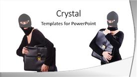  Presentation with industrial espionage - Presentation theme featuring industrial espionage concept with person background and a white colored foreground