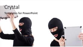  Presentation with espionage - Beautiful slides featuring industrial espionage concept with person backdrop and a white colored foreground