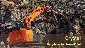  Presentation with excavator - Cool new PPT theme with industrial-excavator-building-road backdrop and a tawny brown colored foreground