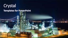  Presentation with factory - Slides with industrial factory in muroran background and a navy blue colored foreground