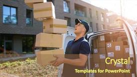  Presentation with failure - PPT theme with industrial failure - delivery man dropping boxes background and a tawny brown colored foreground