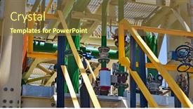  Presentation with industrial pumps - Slides featuring industrial-gantry-and-water-pumps background and a tawny brown colored foreground