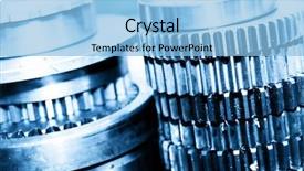  Presentation with workshop - Presentation design featuring industrial gear cogwheels in workshop background and a light blue colored foreground