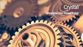  Presentation with gear wheels - Slide deck with industrial gear wheels close-up background and a  colored foreground