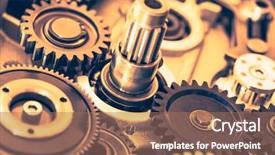  Presentation with gear wheels - Colorful PPT theme enhanced with industrial gear wheels close-up backdrop and a  colored foreground