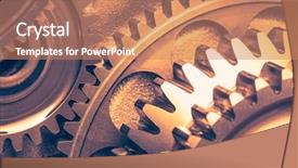  Presentation with gear wheels - Slide set consisting of industrial gear wheels close-up background and a coral colored foreground