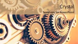  Presentation with gear wheels - PPT theme with industrial gear wheels close-up background and a coral colored foreground