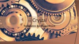  Presentation with gear wheels - Audience pleasing PPT theme consisting of industrial gear wheels close-up backdrop and a  colored foreground