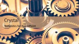  Presentation with gear wheels - Audience pleasing slide set consisting of industrial gear wheels close-up backdrop and a coral colored foreground