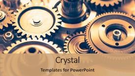  Presentation with gear wheels - Colorful PPT theme enhanced with industrial gear wheels close-up backdrop and a coral colored foreground