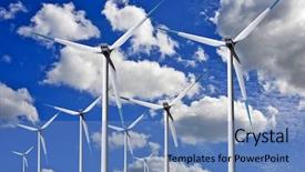  Presentation with wind turbines - Beautiful theme featuring industrial green - wind turbines farm backdrop and a  colored foreground