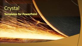  Presentation with industrial machine - Cool new presentation design with industrial-grinding-finishing-metal-surface backdrop and a wine colored foreground