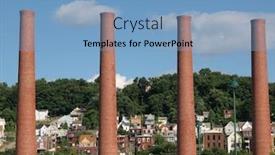  Presentation with smoke - Presentation theme featuring industrial-hamlet-with-four-towering background and a light blue colored foreground