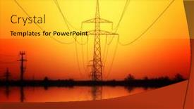  Presentation with high voltage - Colorful presentation design enhanced with industrial-high-voltage-electricity-tower backdrop and a yellow colored foreground