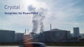  Presentation with power plant industrial - Beautiful presentation theme featuring industrial-huge-construction backdrop and a lemonade colored foreground