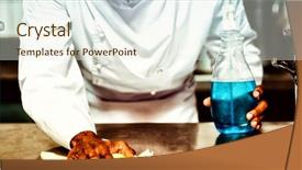  Presentation with bottle - PPT theme having industrial hygiene - chef cleaning kitchen counter background and a cream colored foreground