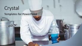  Presentation with chef - Beautiful slide set featuring industrial hygiene - chef cleaning kitchen counter backdrop and a lemonade colored foreground