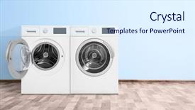 Presentation with industrial machines - PPT theme enhanced with industrial hygiene - modern washing machines near color background and a sky blue colored foreground