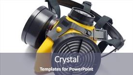  Presentation with filter - Presentation design featuring industrial hygiene - respirator with interchangeable filter cartridges background and a ocean colored foreground