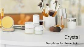  Presentation with cosmetics - Slide deck featuring industrial hygiene - set of cosmetics on white background and a light gray colored foreground