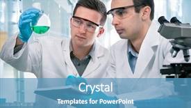  Presentation with research - Beautiful presentation featuring industrial hygiene - two scientists working backdrop and a teal colored foreground