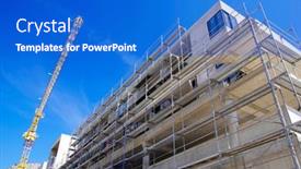  Presentation with construction site construction - Presentation design featuring industrial-image-of-a-construction background and a cobalt blue colored foreground