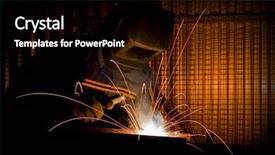  Presentation with industrial - Slides with industrial image welder at work background and a black colored foreground