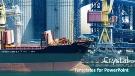  Presentation with elevators - Slides featuring industrial-infrastructure-of-seaport-sea background and a ocean colored foreground