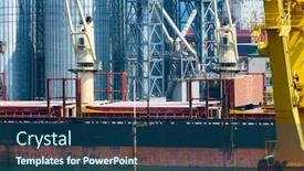  Presentation with elevators - Slides consisting of industrial-infrastructure-of-seaport-sea background and a ocean colored foreground