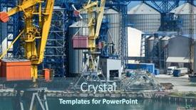  Presentation with elevators - Slide deck having industrial-infrastructure-of-seaport-sea background and a ocean colored foreground