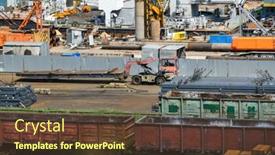  Presentation with railway infrastructure - Presentation theme enhanced with industrial-infrastructure-of-the-seaport background and a tawny brown colored foreground