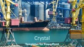  Presentation with railway infrastructure - PPT layouts having industrial-infrastructure-of-the-seaport background and a ocean colored foreground