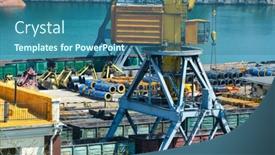  Presentation with railway infrastructure - Presentation theme enhanced with industrial-infrastructure-of-the-seaport background and a ocean colored foreground