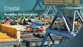  Presentation with railway infrastructure - Slide set consisting of industrial-infrastructure-of-the-seaport background and a ocean colored foreground